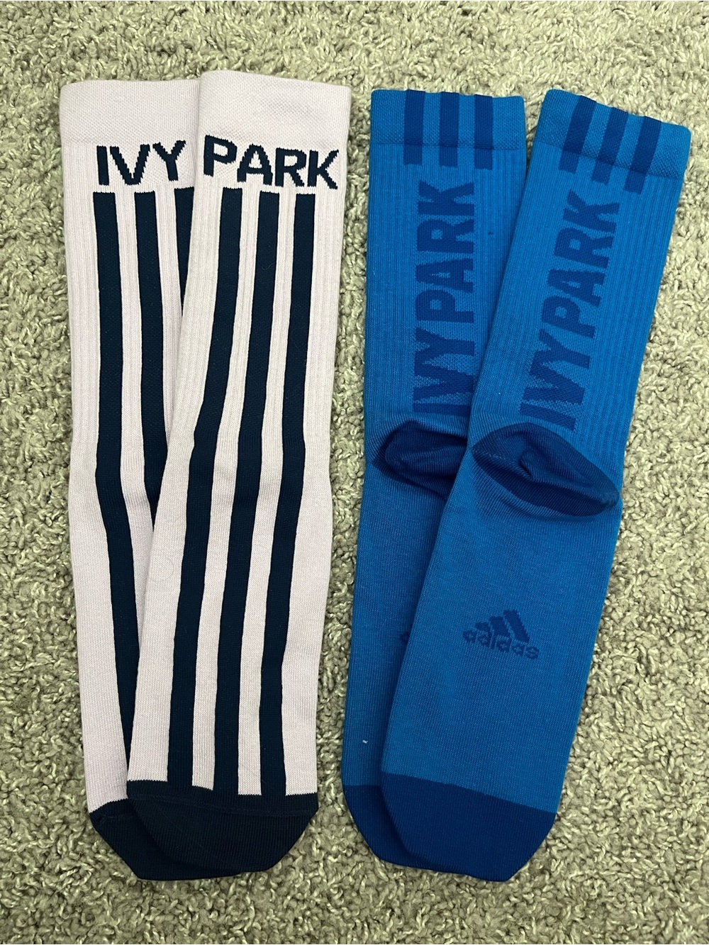 IVY PARK Crew Athletic Socks - White with Navy & Bright Blue